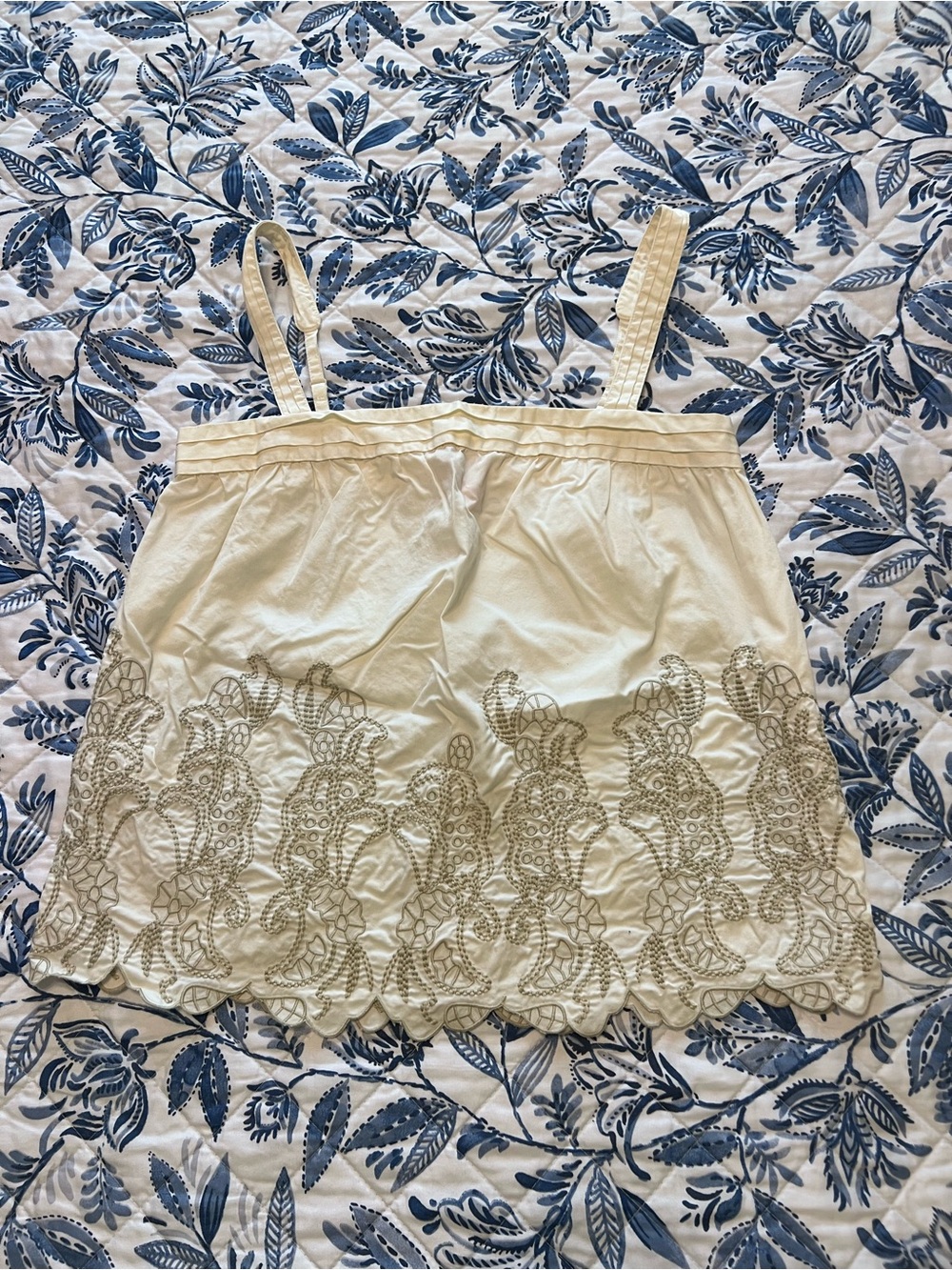 BCBGeneration Cream Embroidered Cropped Top